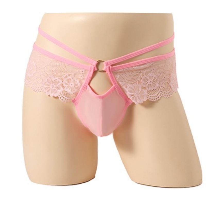 Sissy Lingerie Mens Sexy Lace See Through Skirted G-Strings Girly Underwear Bulge Pouch T-Back Thong Gay Crossdress Underpant