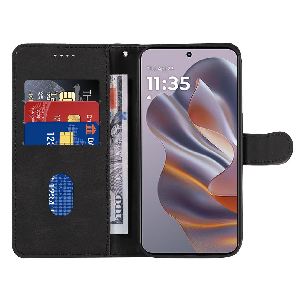For Motorola Edge 50 Neo 5G/Moto S50 5G/Thinkphone 25 5G Case Stand Wallet Leather Phone Cover Curved Line Wrist Strap