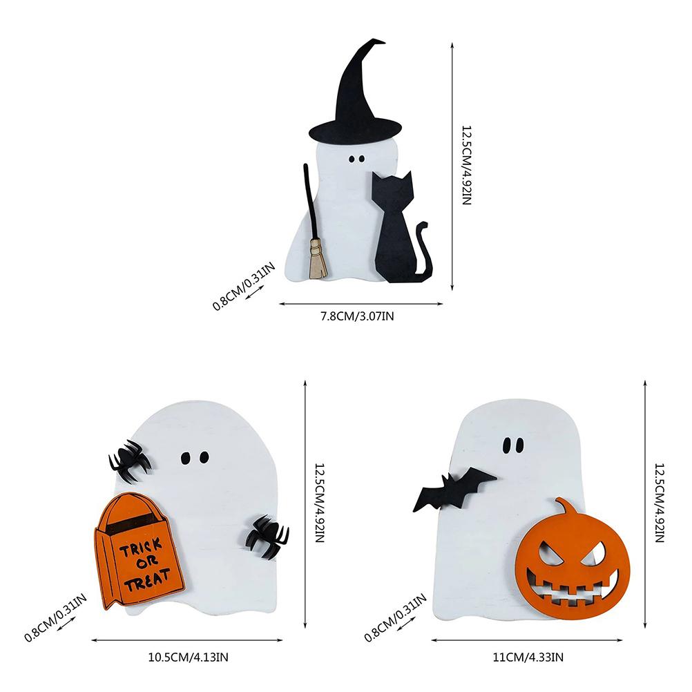 3 Pcs Ghost Ornaments Terror Party Birthday Decoration Tiered Tray Halloween Signs Farmhouse Table Room Decors Household