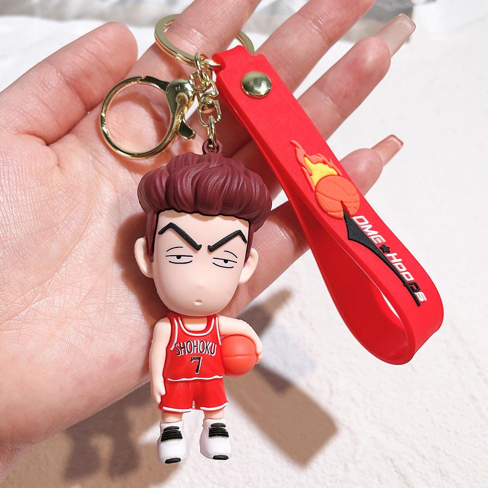 Kawaii Japan Anime Slam Dunk Sakuragi Hanamichi Keychains PVC Cartoon Figure Model Pendant Keyrings Figure Key Toys Gifts