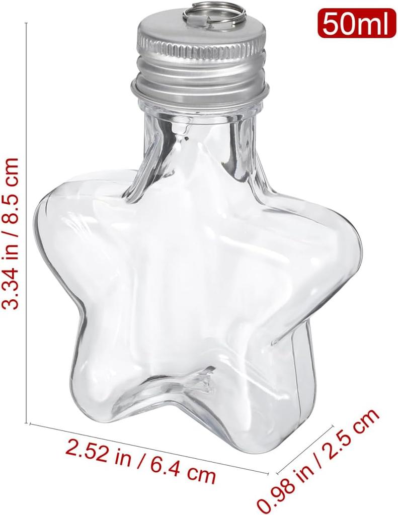 10/20pcs Star Shaped Clear Plastic Fillable Ornament Balls 50 Ml For Christmas Tree Decoration Diy Candy Drinks Wishing Bottles
