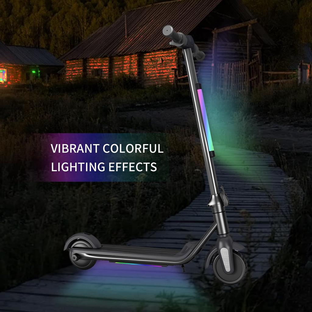 6'' Foldable Electric Scooter,Max Speed 12 km/h,LED Colorful Lights & Display,5-8KM of Range,with Electronic Brake,for Kids 6-12 Years