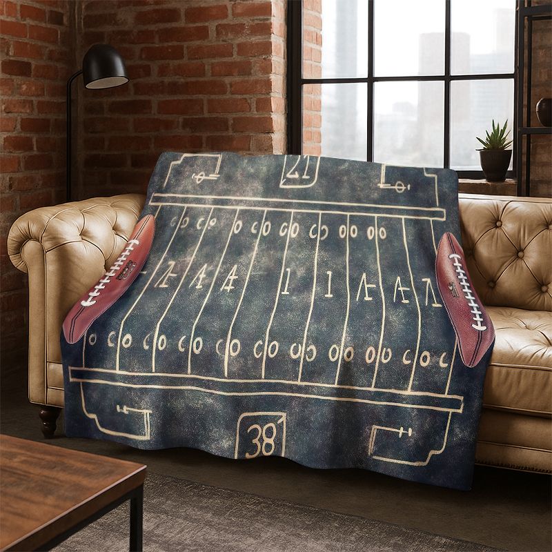 Rugby Field American Football Sport Flannel Blanket Soft Warm Throw Blanket for Bedroom Living Room Bed Travel Camping Picnic