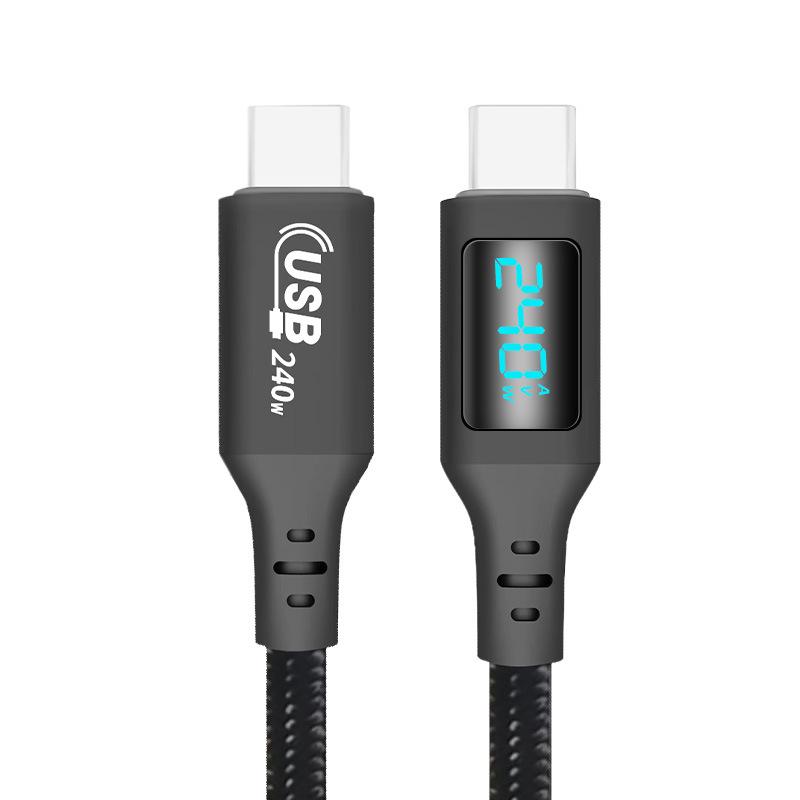 USB2 Digital Display 240W Fast Charge Dual Type-C Cable with Current Voltage Power Monitor