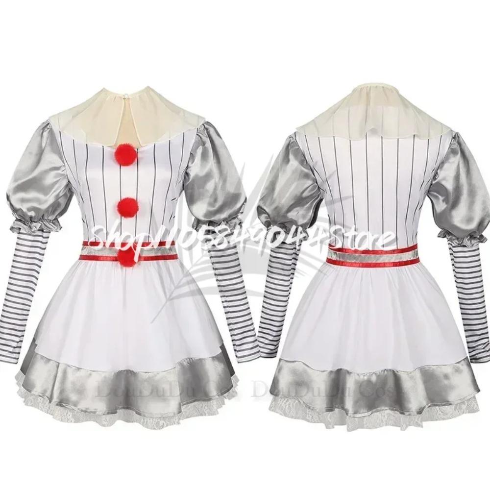 Women Killer Clown Cosplay Dress Movie Horror Lolita Outfit Adults Halloween Carnival Cosplay Outfit