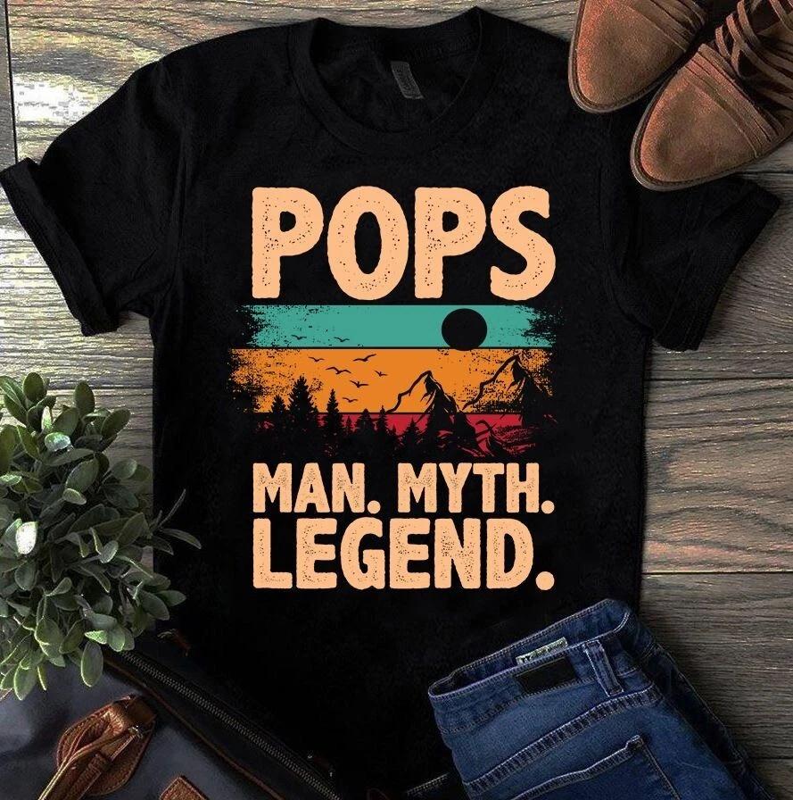 Pops Man Myth Legend Vintage Camping Dad Father Gift Men s and Women s T-shirts L