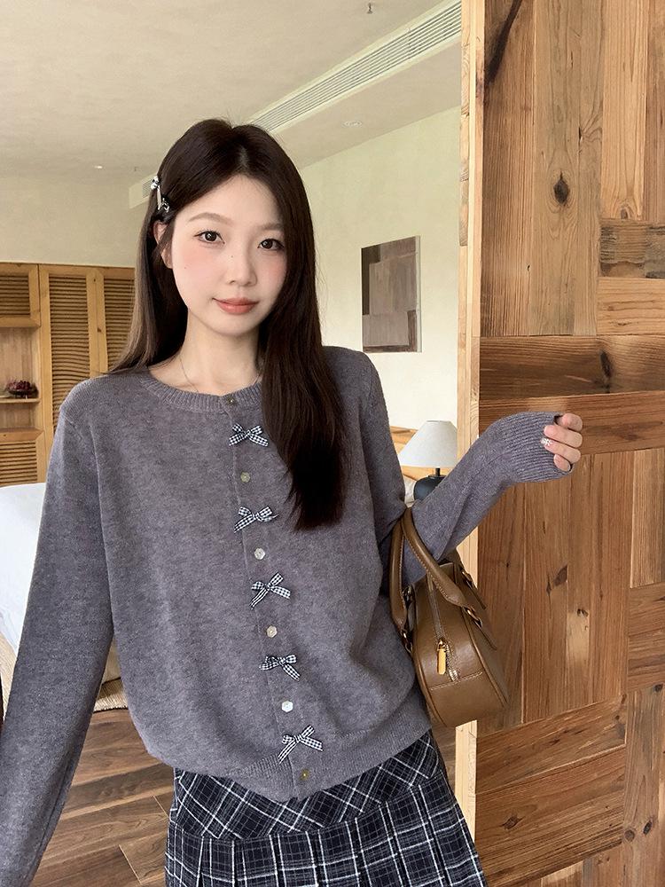 

Plus Size Women s Sweet Bow Knit Top XL сірий колір