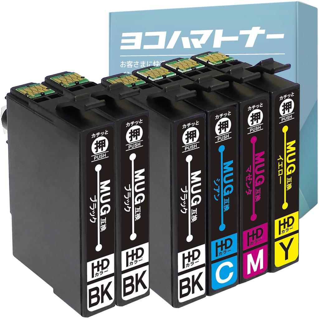 MUG Compatible for Epson Mug Compatible 4 Color Set 2 Black Compatible Ink Cartridges Supervised by Japanese Engineers Equipped with an IC Chip That