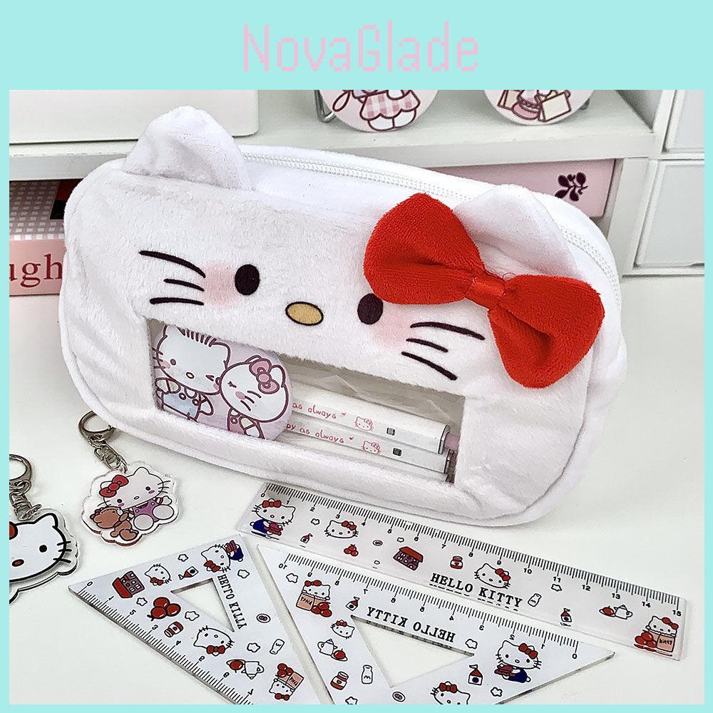 Hello Kitty Character Plush Pen Organizer With Large View Window For Students
