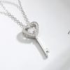 Trendy Korean-Style Heart Key Pendant Necklace - Women's Simple Full-Pavé Short Clavicle Choker