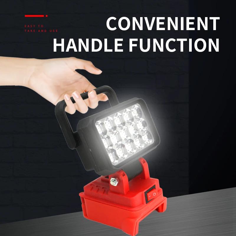 Led Light Fit Milwaukee Battery M18 Portable Spotlight Cordless Outdoor Work Fishing Handheld Emergency Tool Light No Batter
