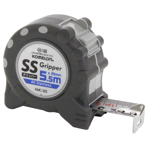 Komelon Convex Stainless Steel Gripper 25, 25mm Tape Width, 5.5m, KMC-32S, Black