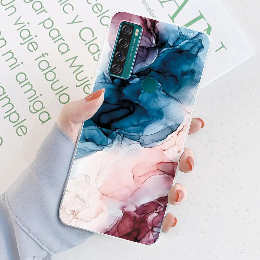 Für TCL 20 SE Hülle 6,82 Zoll Cover Für TCL 20 SE Blume Transparentes Silikon Weiche Handyhülle Hülle Stoßfänger Für TCL 20 SE Fundas