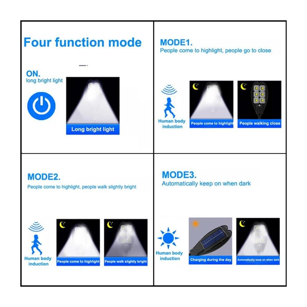 6000 Lumens Latest Outdoor Solar LED Light 3 Modes Outdoor Solar Lamp Motion Sensor Waterproof Solar Garden Street Lamp