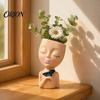 Makeup Brush Holder Creative Resin Girl Portrait Flowerpot for Green Plants Succulents, Holder, Multifunctional Head Vase Vase, Decorative Desktop