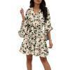 Ladies Summer Casual V-neck Half Sleeve Floral Printed Boutonniere Temperament Casual Dress