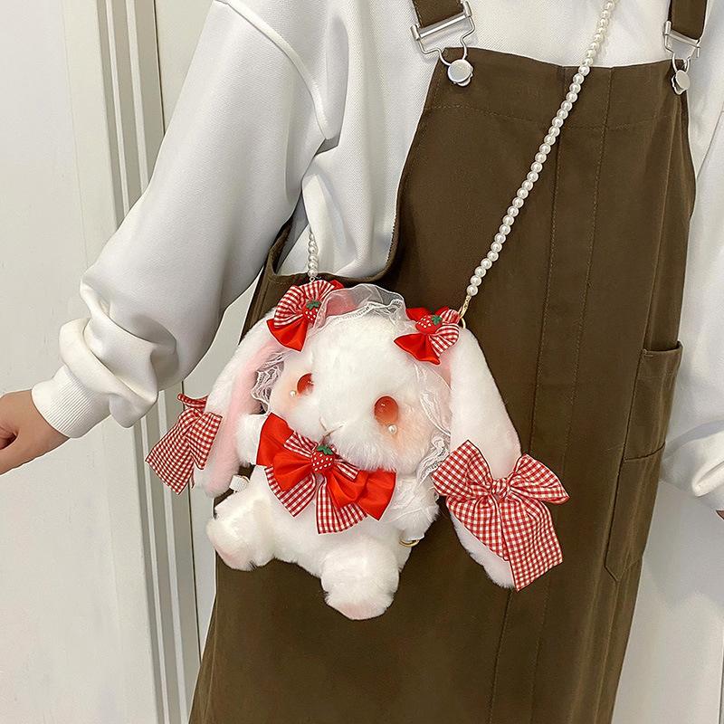 Cute Lolita Shoulder Plush Bag Lace Bow Doll Small Satchel Bag Princess