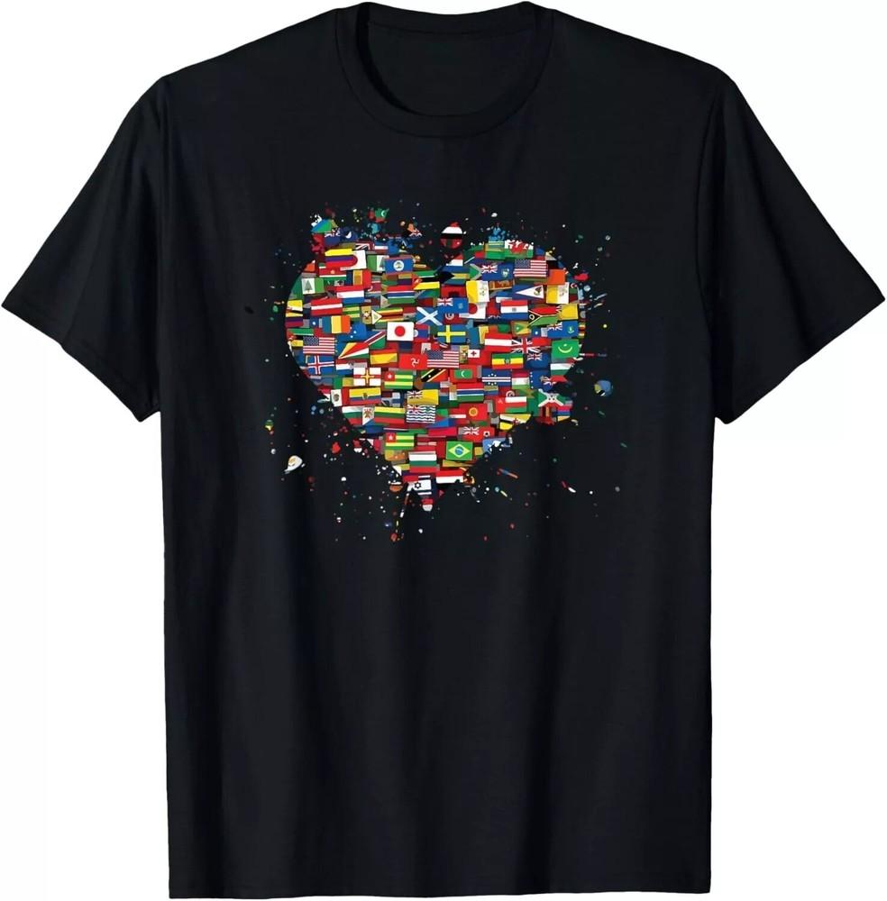 2025/Flags Of The Countries Of The World International Heart Gift Unisex T-Shirt Unisex T-Shirt S