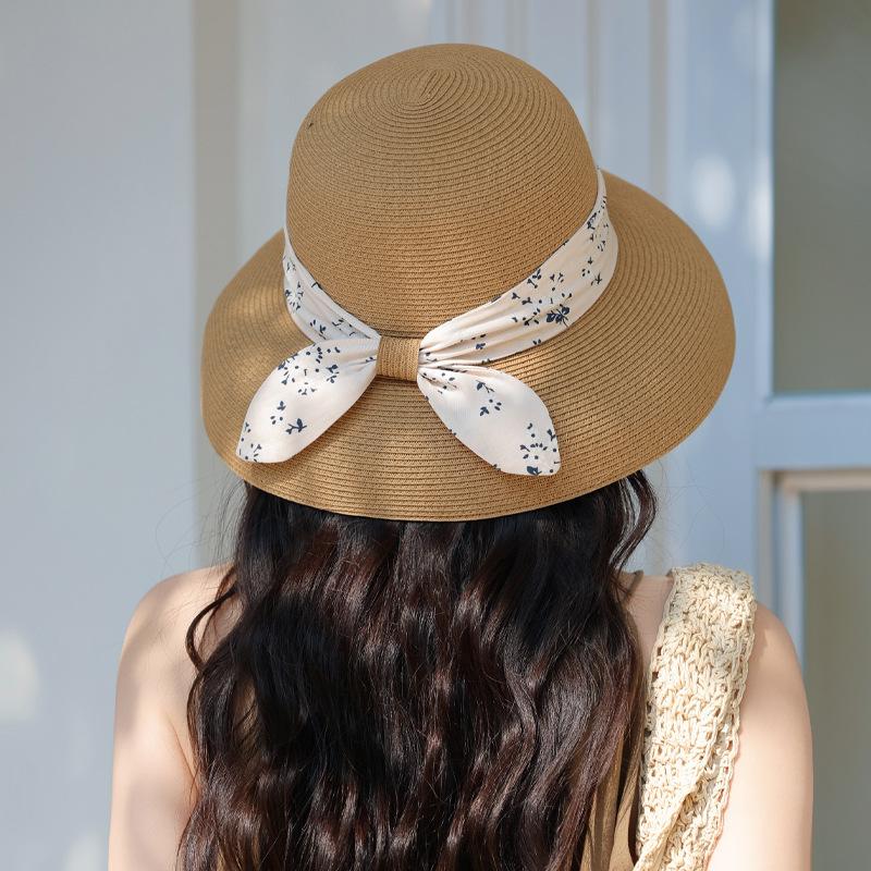 Summer New Hat Women's Streamer Lafite Straw Hat Summer Outdoor Sun Hat Sun Hat