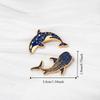 2 pcs Light Luxury Whale Dolphin Brooch Animal Vintage Whale Dolphin Badge Clothes Decoration Fish Shaped Metal Badge Female