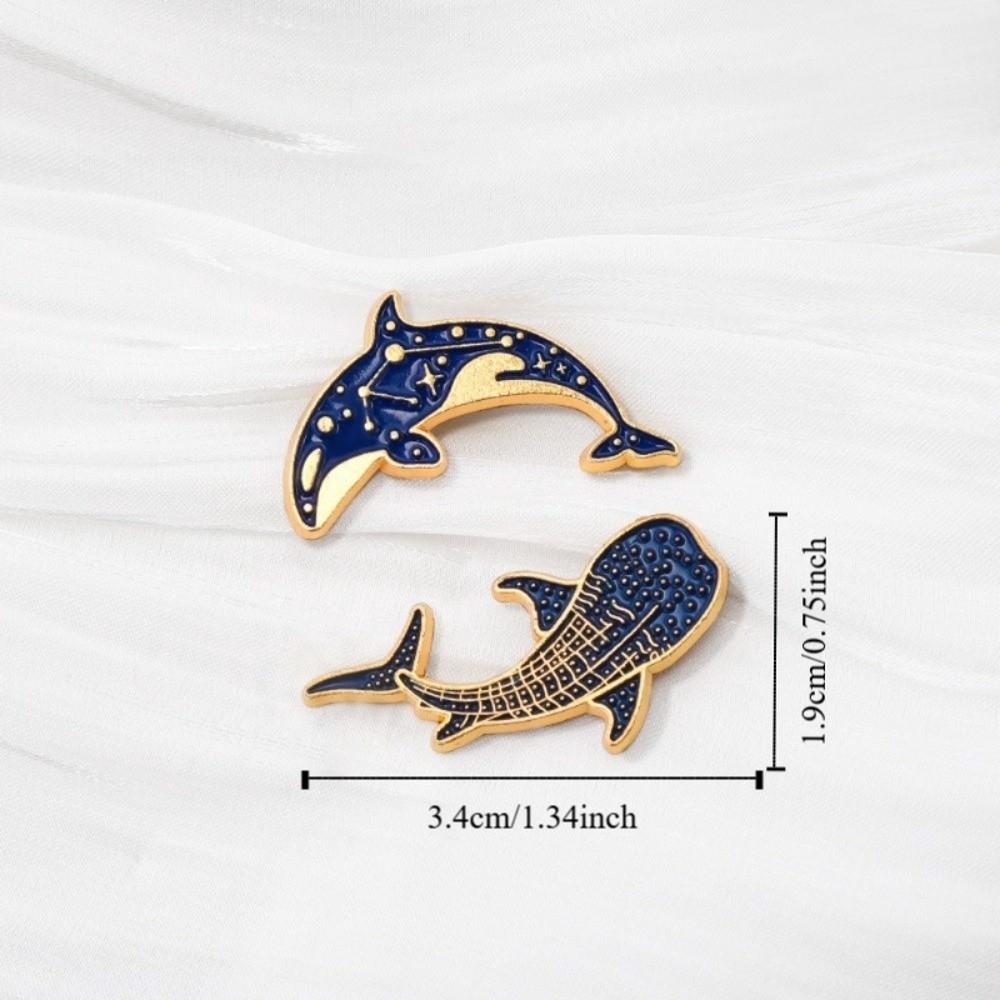 2 pcs Light Luxury Whale Dolphin Brooch Animal Vintage Whale Dolphin Badge Clothes Decoration Fish Shaped Metal Badge Female