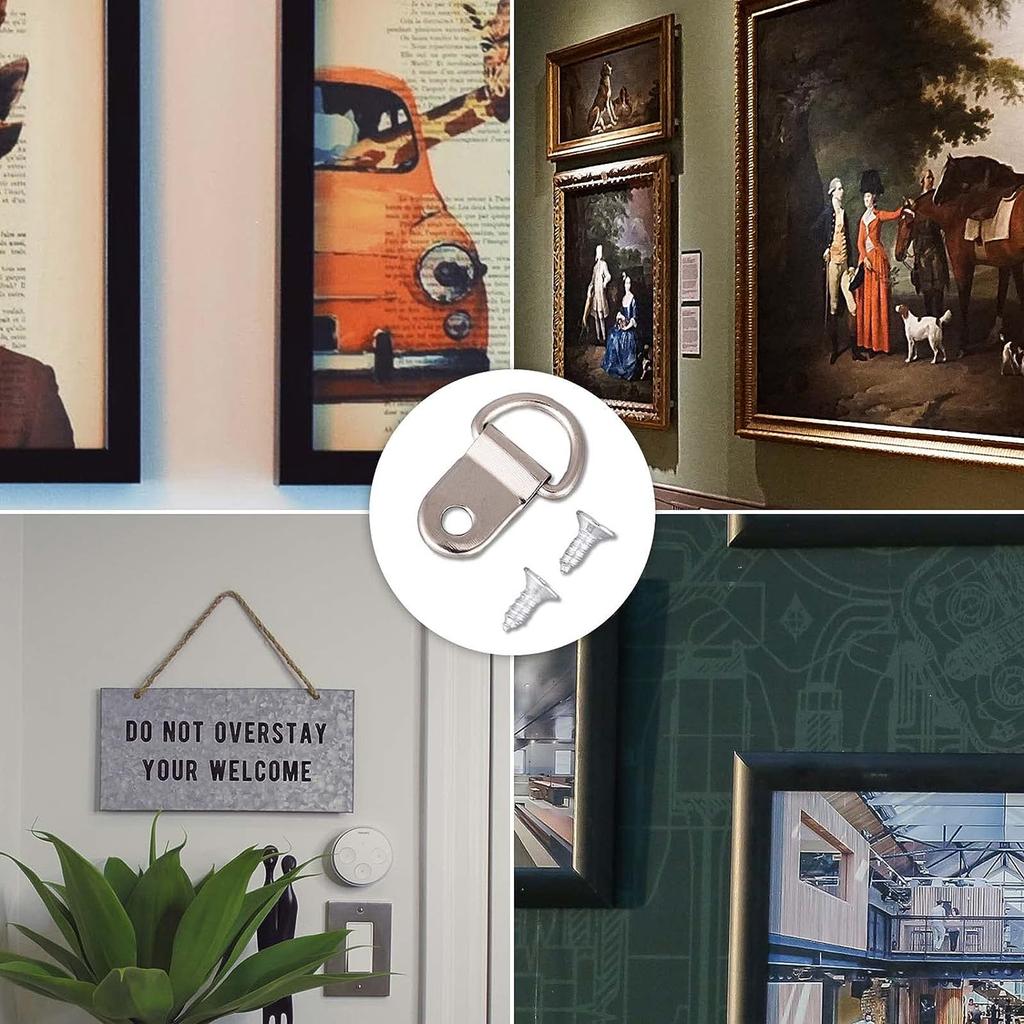 100 kusů Odolné obrazové háčky se šrouby Spolehlivé poniklované montážní příslušenství pro rámy pro nástěnnou dekoraci