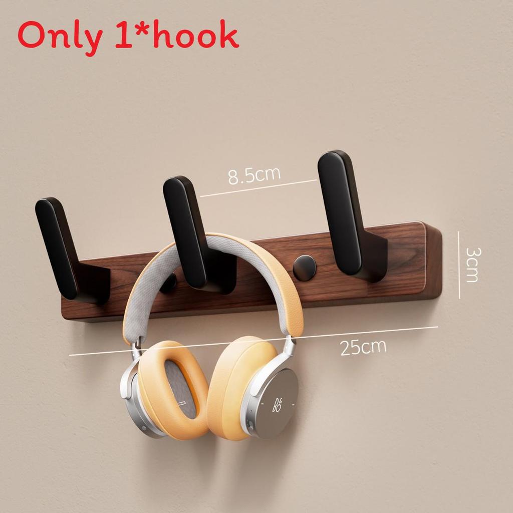 Walnut Wood Wall Hook Rack With Hooks For Entryway And Closet Organizer