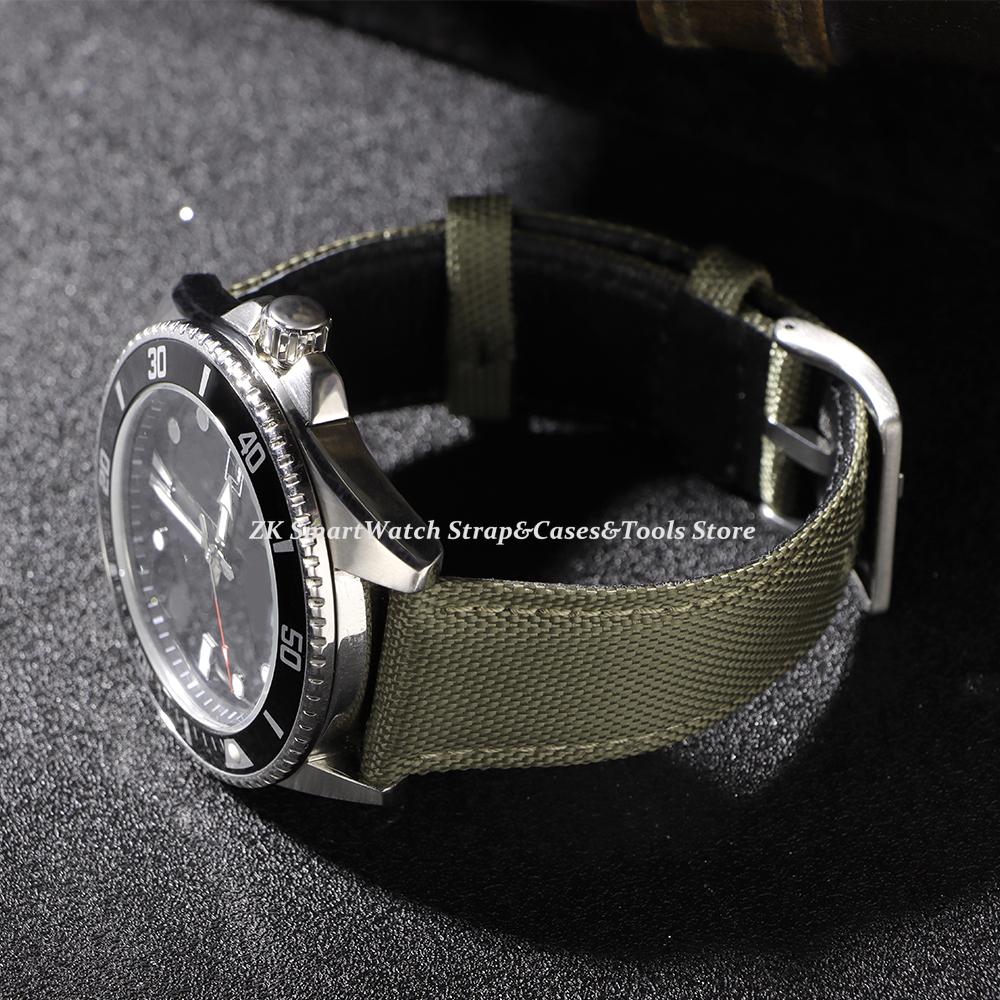 20mm 22mm Nylon Watch Strap Quick Release Black Buckle Watch Bands Durable Weaving Fabric Leather Wristband Belt for Men Women