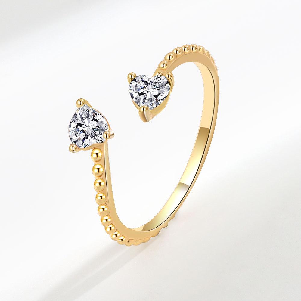 Distinctive and Individual Jewellery 12 Birthstones Double Heart Zirconia Open End Ring Personalised Light Luxury Haute Sense Fashion Trends Ring