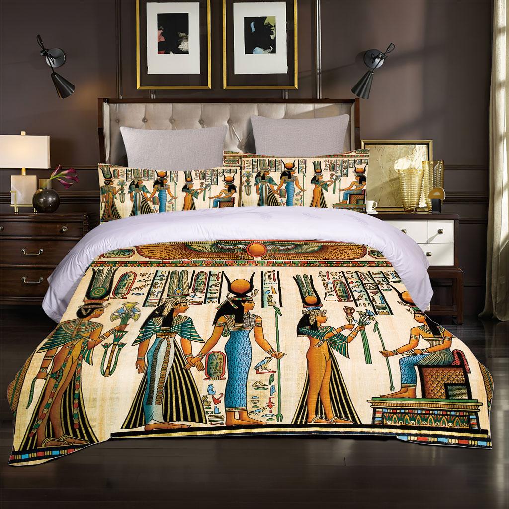 Einzelbett-Set 3D Altes Ägyptisches Muster Kinderdesign Bettwäschesets Einzel- Doppelbett Bettbezug-Set und 2 Stück Kissenbezug