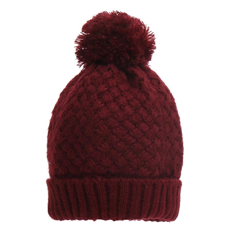Winter Velvet Corn Hat Cute Wool Ball Solid Color Knitted Hat Warm Toe Cap Women'S Wool Hat Versatile