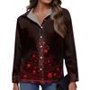 Women's Christmas Print Casual Half-Open Collar Long Sleeve Shirt