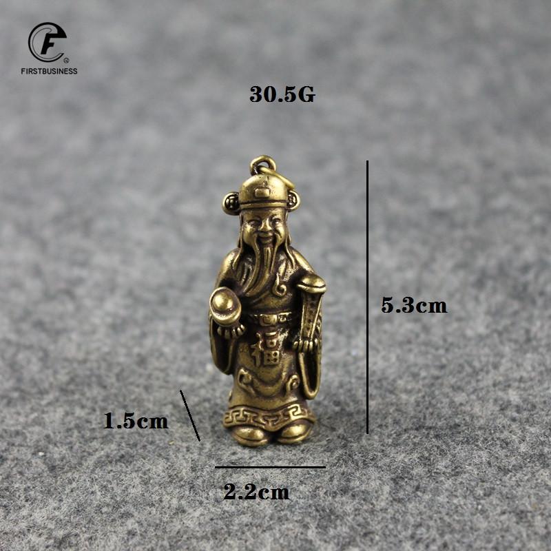 Copper vintage Lucky Statue Ornaments Home Decoration Accesories Chinese God of Wealth Feng Shui Figurines Key Chains Pendants
