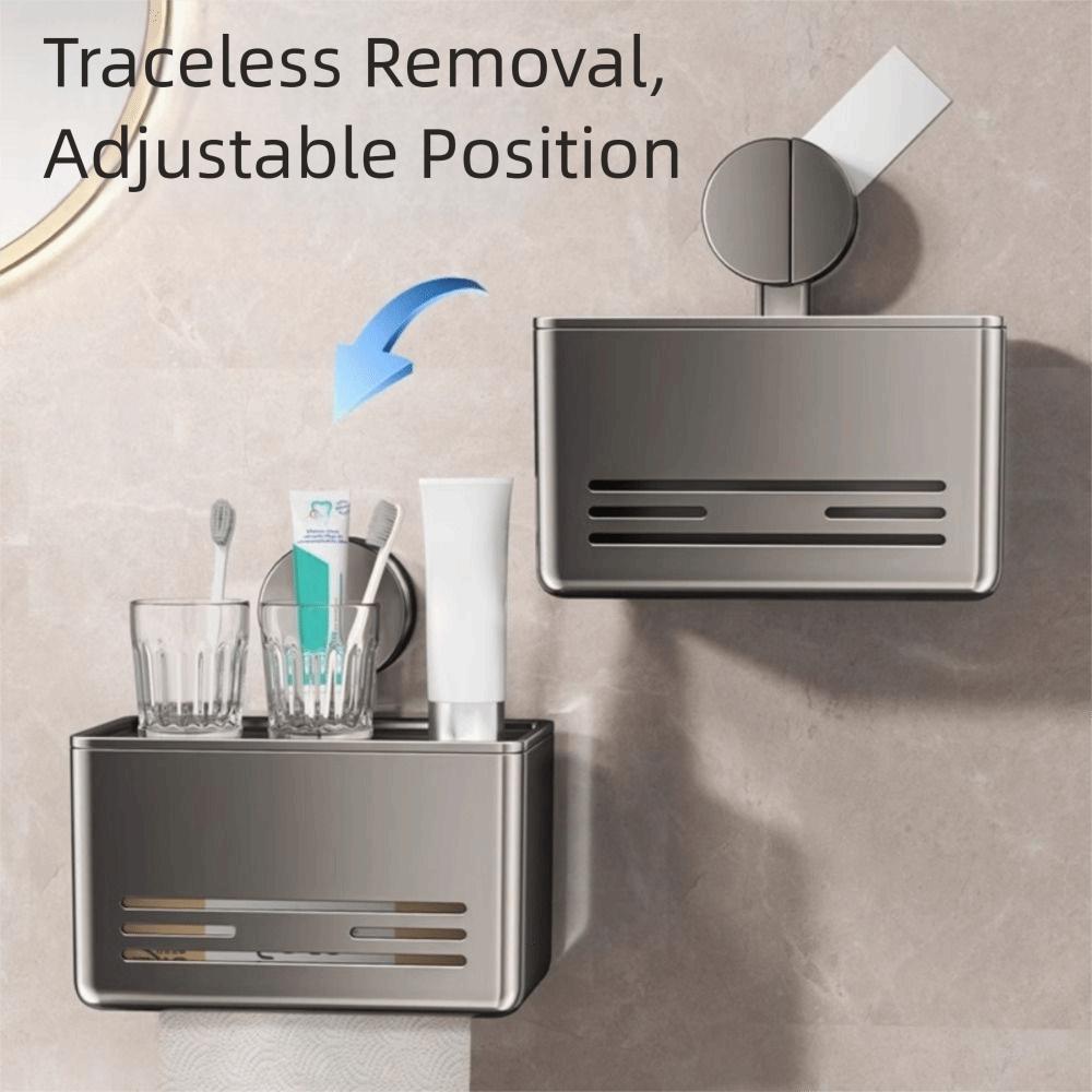 With Drawer Suction Cup Tissue Box Aluminum Wall Mounted Tissue Box Roll Holder  Bathroom Use