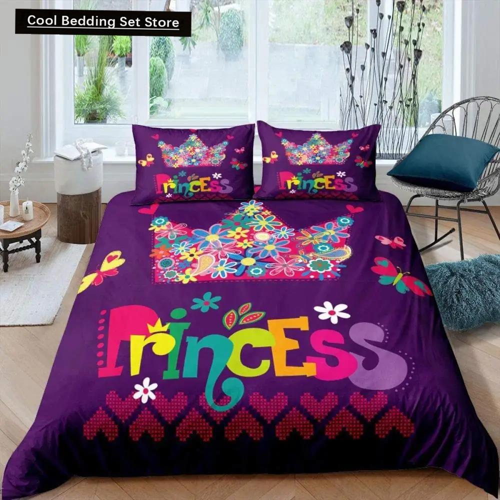 Comforter Cartoon Numbers King Queen Lovely Animals Bedding Set Kids Colorful English Alphabet 2/3Pcs Polyester