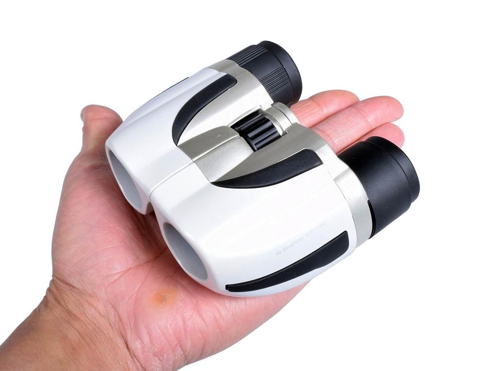 SIGHTRON SAFARI 10-30X21 Binoculars, Porro Prism Zoom, 10-30x Magnification, 21mm Aperture, Pearl White, SAB022WH