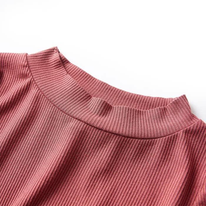 Children's Long-sleeved T-shirt with Mock Turtleneck Burnt Red 92/104/116/128/140