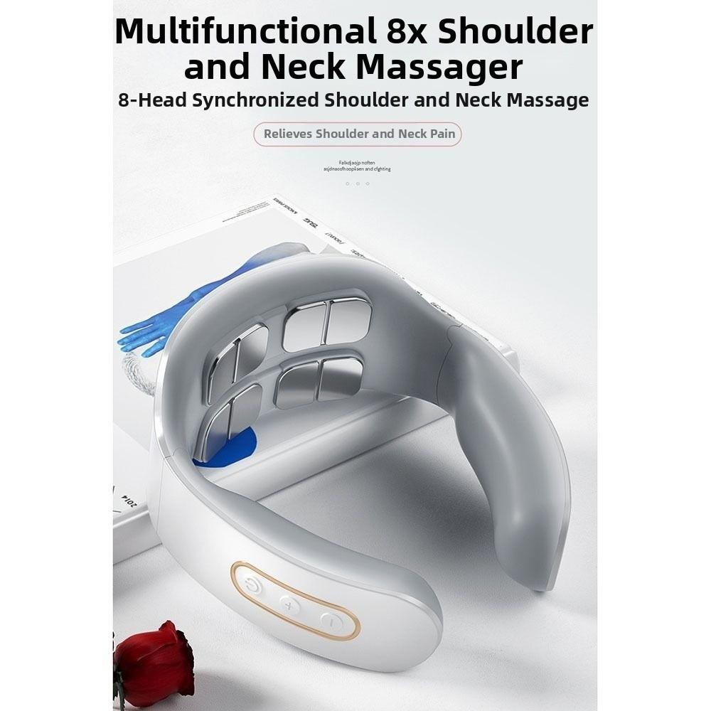 Hot Compress Cervical Spine Massager 8-Head Neck Massager Pulse Neck Device Indoor
