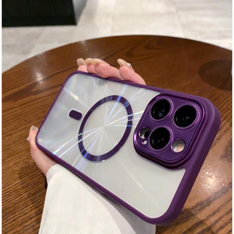 Suitable for Apple 15promax Phone Case, Transparent Aurora GD Pattern, Iphone14 Magnetic Anti-drop Case 13, Eye-protecting and Hard