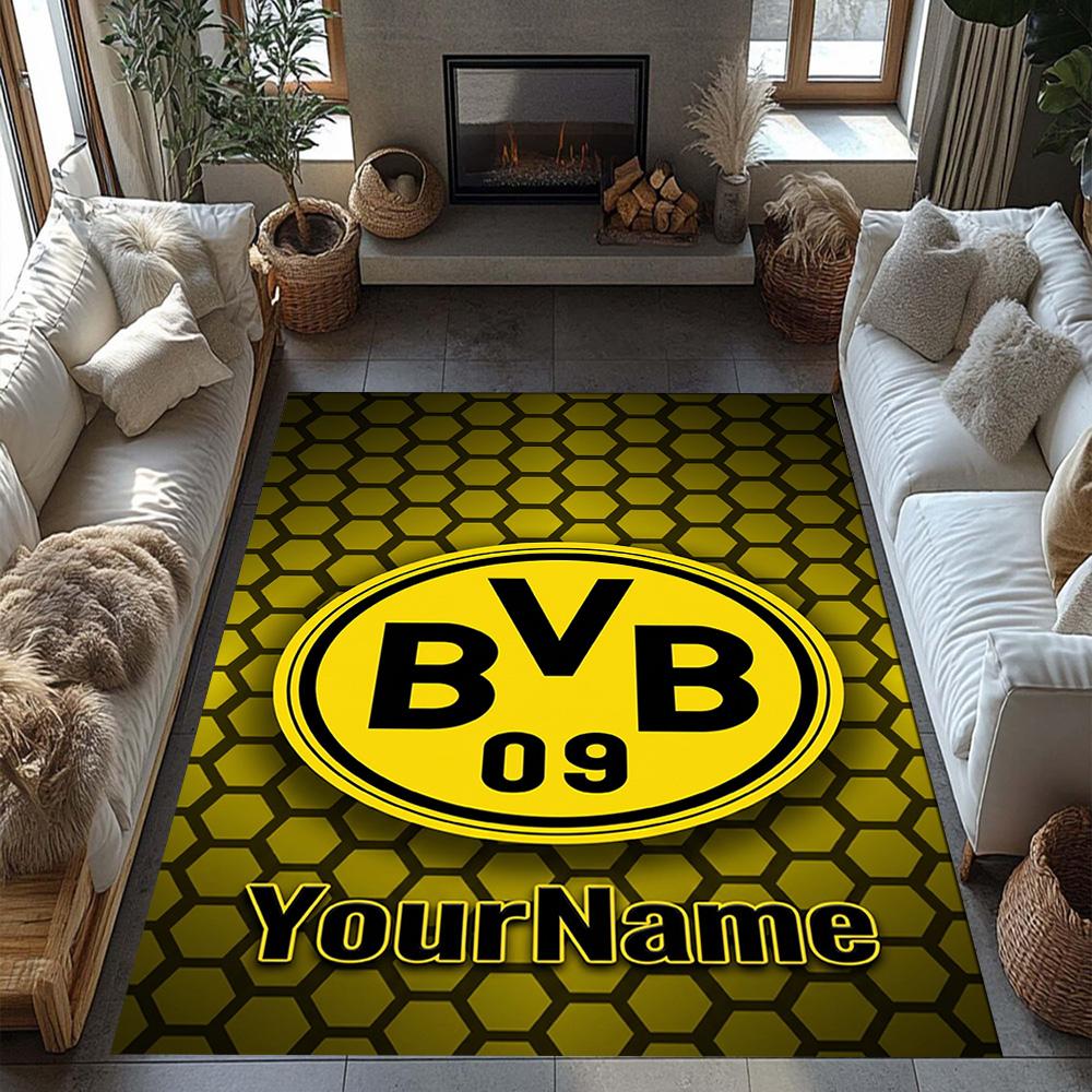 Borussia Dortmund Personalized Name Floor Rug Office Rug Perfect for Hallway Dining Room Dormitory Playrooms Antislip Carpet Decorate Offices