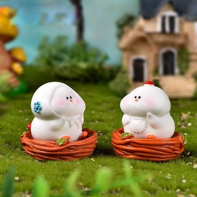 1PC Cute Animals Figurines Miniatures Chick Family Mini Chicken Resin Crafts Bonsai Micro Landscape Decoration Desktop Ornament