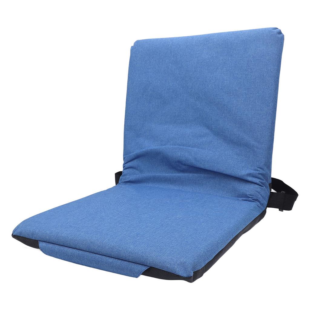 Foldable Stadium Chair Cushion with Metal Frame, 4cm Thick Bottom, Shoulder Strap, Portable for Camping, Picnic, Blue