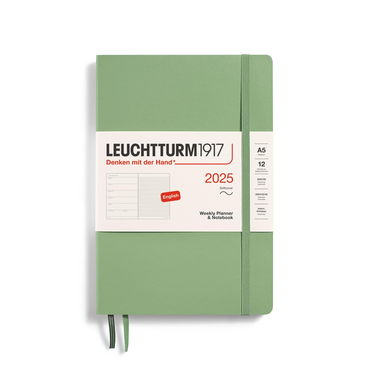 

Leuchtturm 2025 January A5 Soft Officially Imported Planner, Start, Weekly, Sage, 370753,