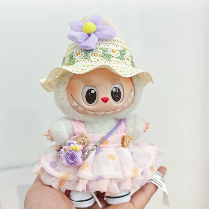 

Виниловые фигурки Лабубу Поколение 1 и 2 с летним шикарным гардеробом: Соломенные шляпы, летние платья и парусиновые кеды, не включая кукол 1/2 generation 15cm