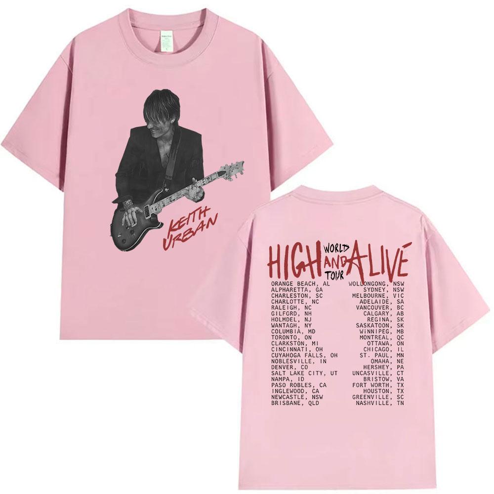 90er Retro Keith Urban High and Alive Welttournee 2025 T-Shirts Unisex Gothic Hip Hop Street Kurzarm Baumwoll-T-Shirt Streetwear