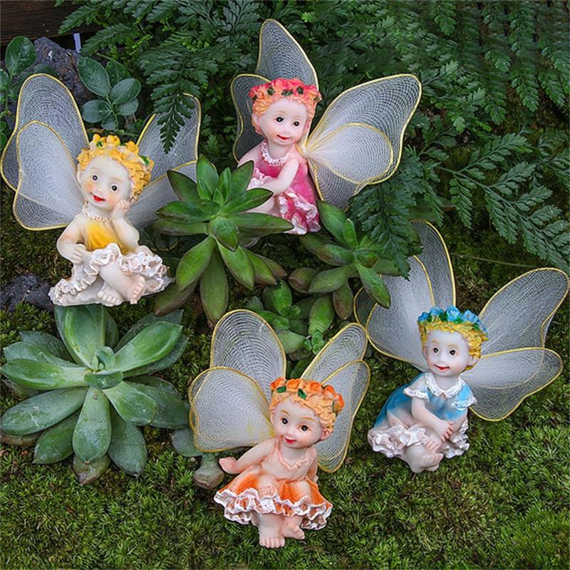 Lovely Resin Flower Fairy Angel Decoration Miniature Resin Bonsai Doll DIY Fairy Garden