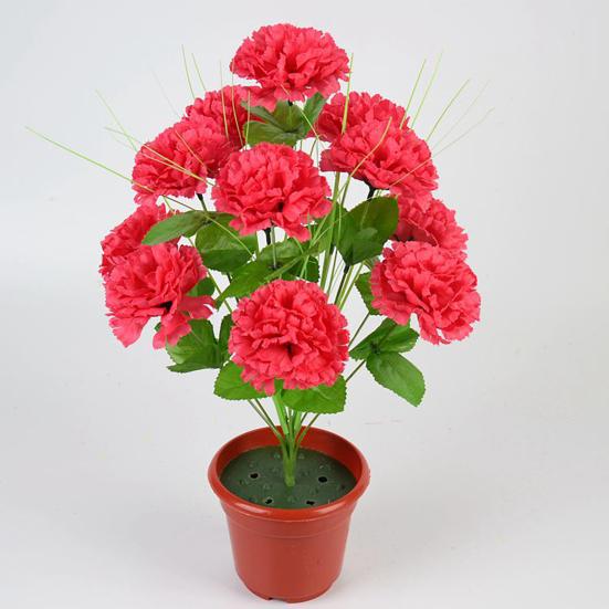 2Pcs Artificial Carnation Realistic 12 Head Fake Silk Flower Wedding Party Indoor Outdoor