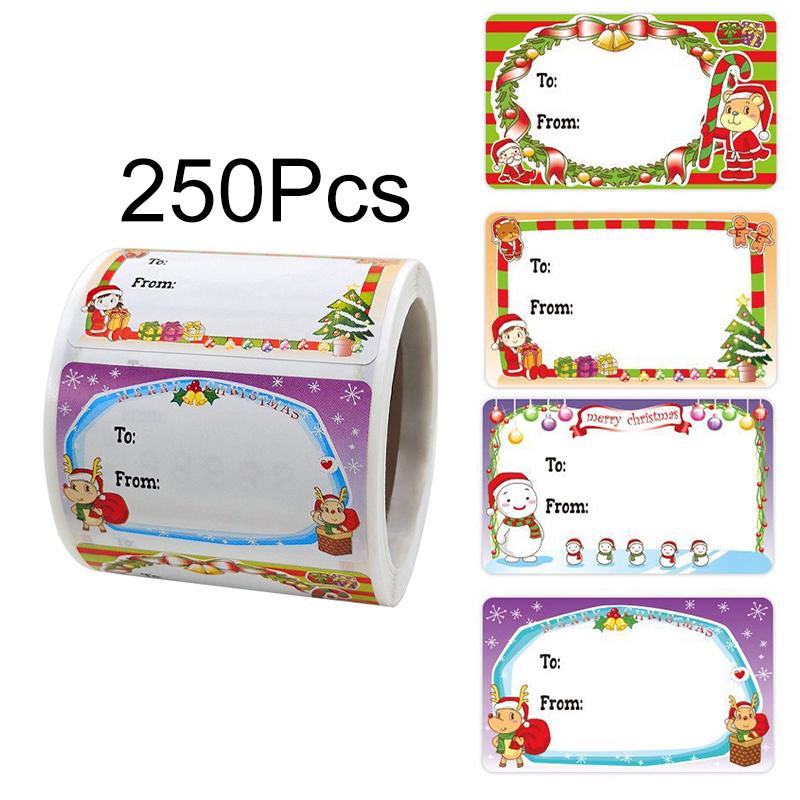 250 Stück/Rolle Klebeetiketten Vintage Weihnachten Frohe Weihnachten Weihnachtsgeschenke Feiertagsdekoration Geschenkanhänger Etikett Geschenkpapier