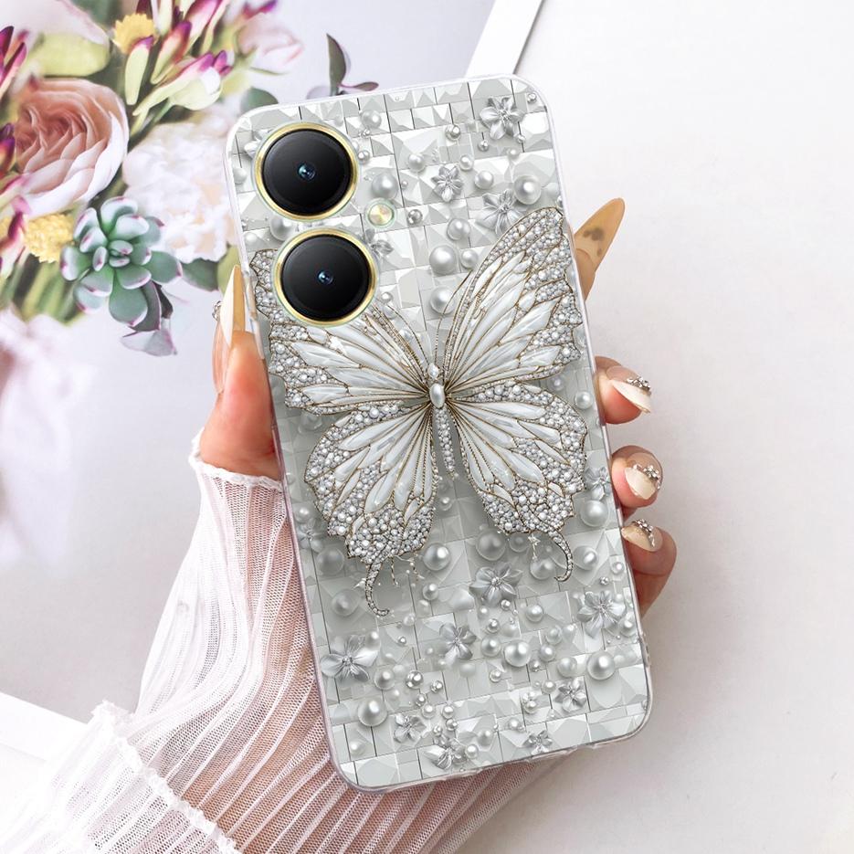 For Vivo Y27 4G Case V2249 Luxury Flower Butterfly Painted Cover Soft Slim Phone Case For Vivo Y27s Y 27 s VivoY27 5G V2302 Bags