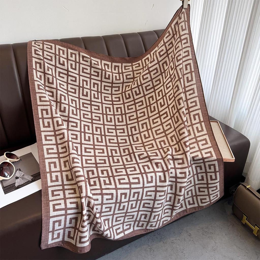 Spring and Summer Fashion Geometric Series Big Square Scarf  Versatile Exterior Shawl  Scarf Printed Headscarf  Thin Style